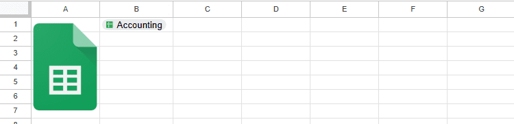 Một tệp Google Sheets với một chip liên kết đến một tệp Google Sheets khác.