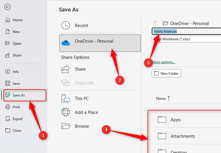 Quá trình lưu tệp Excel vào OneDrive