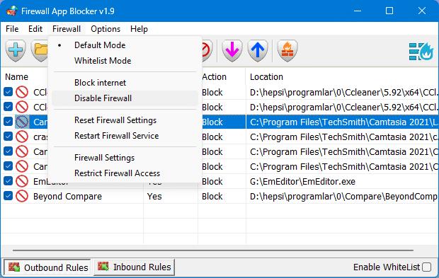 Chặn App kết nối Internet với Firewall App Blocker