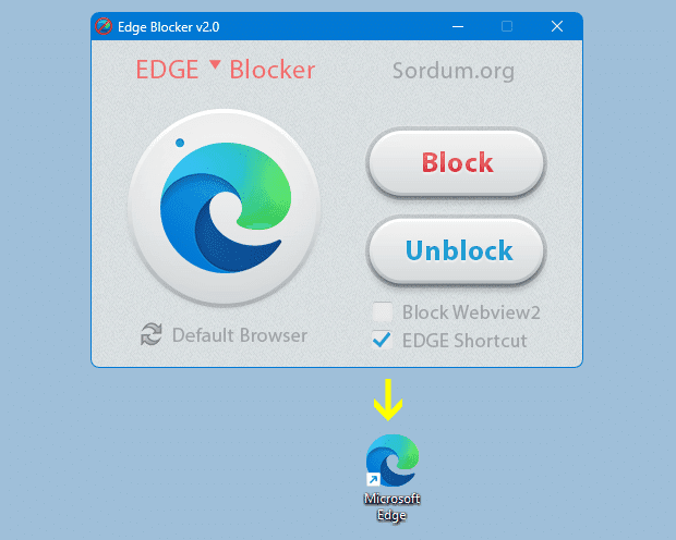 Edge blocker sẽ tạo một phím tắt Microsoft EDGE trên màn hình nền