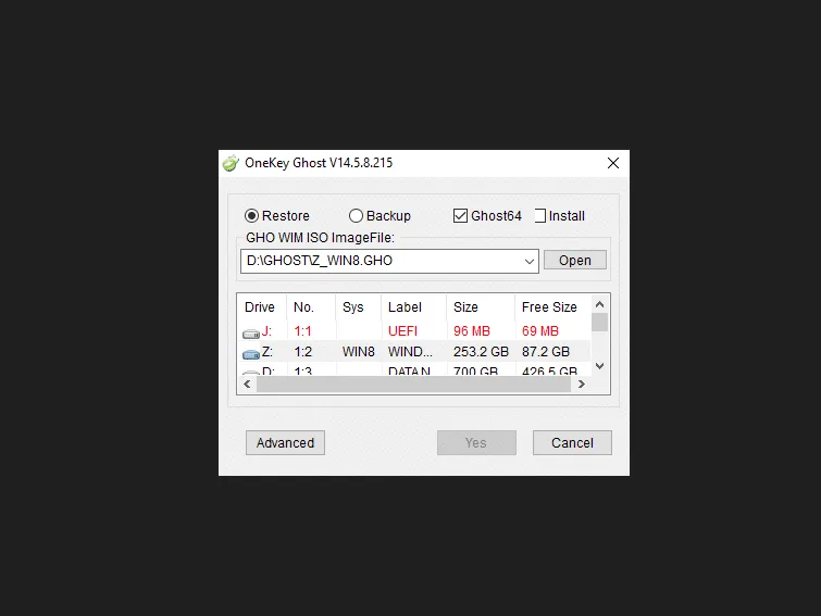 Cách ghost Windows với One Key Ghost