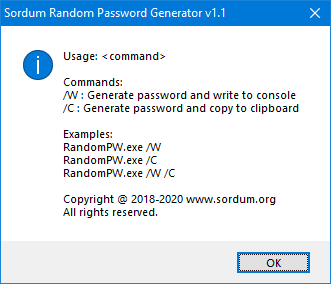Sordum Random password generator Cmd support