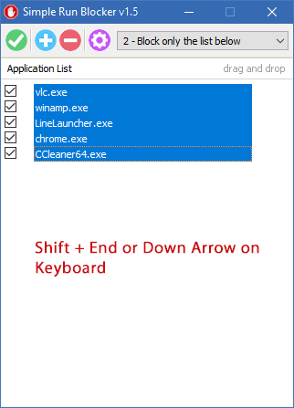 Simple run blocker select all