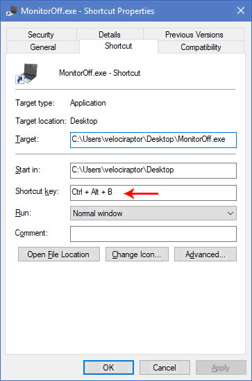 sordum monitor off keyboard shortcut